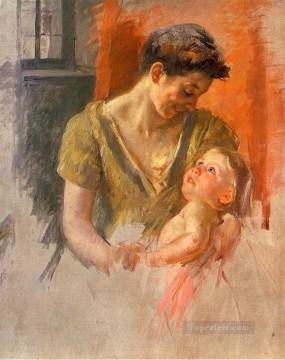メアリー・カサット Painting - 微笑み合う母と子 母親の子供たち メアリー・カサット